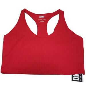 DKNY Sport Women Sports Bra Cropped Sleeveless Tank Top Size XL Red